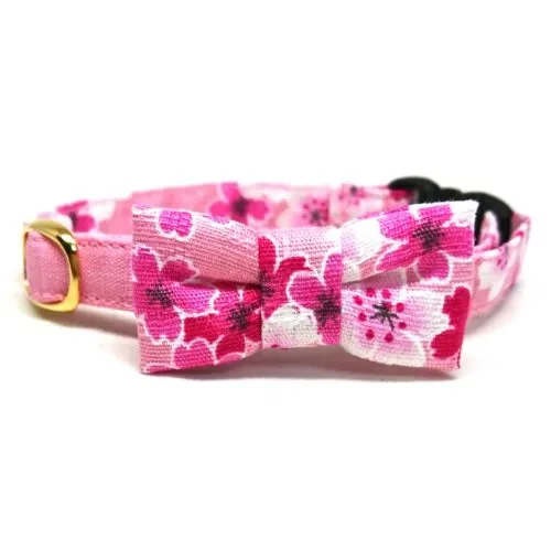 Sakura Blush collar with bowtie for cats and small dogs