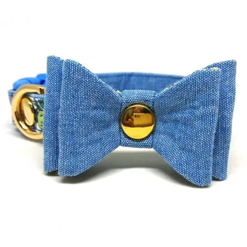 Floral Jeans – Collar for Medium Dogs (Blue)