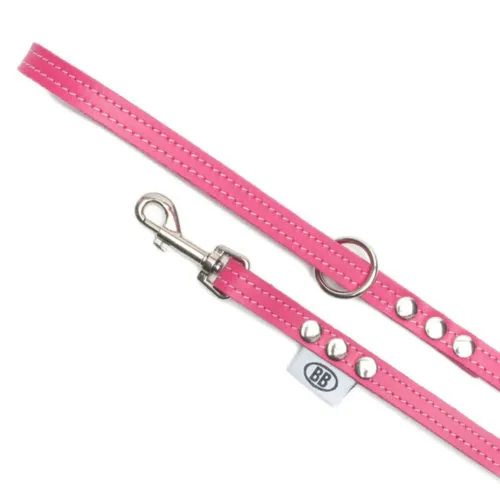 Buddy Belts Luxury Leather Leash (Hot Pink)